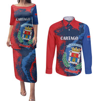 Personalized Costa Rica Cartago Province Couples Matching Puletasi and Long Sleeve Button Shirt Brumosos Hometown - Wonder Print Shop