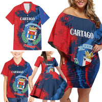 Personalized Costa Rica Cartago Province Family Matching Off Shoulder Short Dress and Hawaiian Shirt Brumosos Hometown - Wonder Print Shop