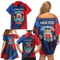 Personalized Costa Rica Cartago Province Family Matching Off Shoulder Short Dress and Hawaiian Shirt Brumosos Hometown - Wonder Print Shop