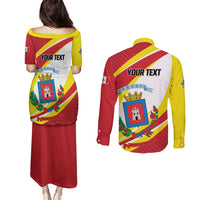 Personalized Costa Rica Heredia Province Couples Matching Puletasi and Long Sleeve Button Shirt - Wonder Print Shop