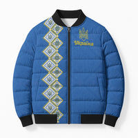 Personalised Ukrainian Tryzub Pattern Bomber Puffer Jacket