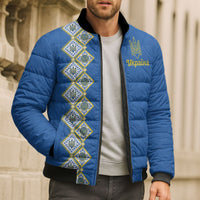 Personalised Ukrainian Tryzub Pattern Bomber Puffer Jacket