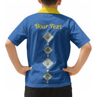 Personalised Ukrainian Tryzub Pattern Kid Hawaiian Shirt