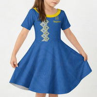 Personalised Ukrainian Tryzub Pattern Kid Short Sleeve Dress