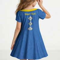 Personalised Ukrainian Tryzub Pattern Kid Short Sleeve Dress