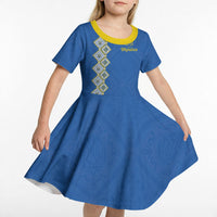 Personalised Ukrainian Tryzub Pattern Kid Short Sleeve Dress