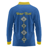 Personalised Ukrainian Tryzub Pattern Long Sleeve Polo Shirt