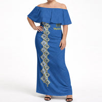 Personalised Ukrainian Tryzub Pattern Off Shoulder Maxi Dress