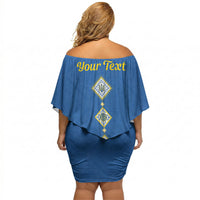 Personalised Ukrainian Tryzub Pattern Off Shoulder Short Dress