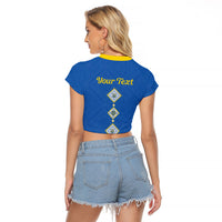 Personalised Ukrainian Tryzub Pattern Raglan Cropped T Shirt