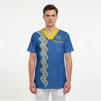 Personalised Ukrainian Tryzub Pattern Scrub Top
