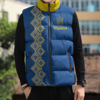 Personalised Ukrainian Tryzub Pattern Sleeveless Puffer Jacket