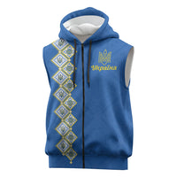 Personalised Ukrainian Tryzub Pattern Sleeveless Zip Hoodie