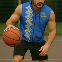 Personalised Ukrainian Tryzub Pattern Sleeveless Zip Hoodie