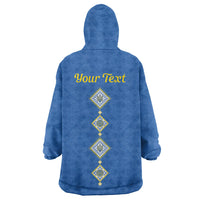 Personalised Ukrainian Tryzub Pattern Wearable Blanket Hoodie
