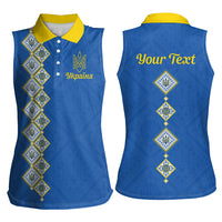 Personalised Ukrainian Tryzub Pattern Women Sleeveless Polo Shirt