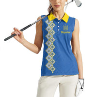 Personalised Ukrainian Tryzub Pattern Women Sleeveless Polo Shirt