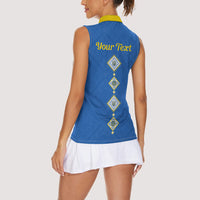Personalised Ukrainian Tryzub Pattern Women Sleeveless Polo Shirt