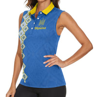 Personalised Ukrainian Tryzub Pattern Women Sleeveless Polo Shirt