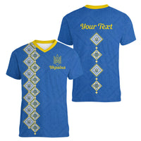 Personalised Ukrainian Tryzub Pattern Women V-Neck T-Shirt