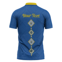 Personalised Ukrainian Tryzub Pattern Zipper Polo Shirt