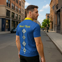 Personalised Ukrainian Tryzub Pattern Zipper Polo Shirt