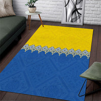 Ukraine Trident Symbol Area Rug Ukrainian Flag Inspired