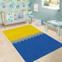 Ukraine Trident Symbol Area Rug Ukrainian Flag Inspired