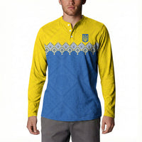 Ukraine Trident Symbol Button Sweatshirt Ukrainian Flag Inspired