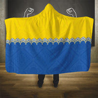 Ukraine Trident Symbol Hooded Blanket Ukrainian Flag Inspired