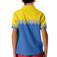 Ukraine Trident Symbol Kid Polo Shirt Ukrainian Flag Inspired