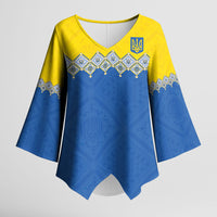 Ukraine Trident Symbol Kimono Sleeve Blouse Ukrainian Flag Inspired