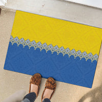 Ukraine Trident Symbol Rubber Doormat Ukrainian Flag Inspired