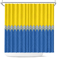 Ukraine Trident Symbol Shower Curtain Ukrainian Flag Inspired