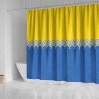 Ukraine Trident Symbol Shower Curtain Ukrainian Flag Inspired