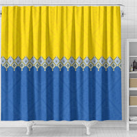 Ukraine Trident Symbol Shower Curtain Ukrainian Flag Inspired