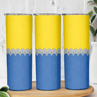 Ukraine Trident Symbol Skinny Tumbler Ukrainian Flag Inspired