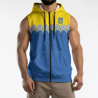 Ukraine Trident Symbol Sleeveless Zip Hoodie Ukrainian Flag Inspired