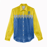 Ukraine Trident Symbol Women Casual Shirt Ukrainian Flag Inspired