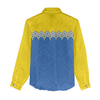 Ukraine Trident Symbol Women Casual Shirt Ukrainian Flag Inspired