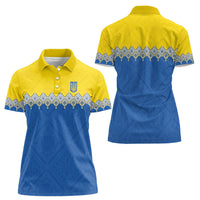 Ukraine Trident Symbol Women Polo Shirt Ukrainian Flag Inspired