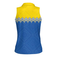 Ukraine Trident Symbol Women Sleeveless Polo Shirt Ukrainian Flag Inspired
