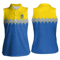 Ukraine Trident Symbol Women Sleeveless Polo Shirt Ukrainian Flag Inspired
