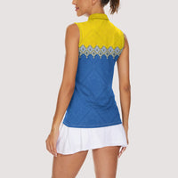Ukraine Trident Symbol Women Sleeveless Polo Shirt Ukrainian Flag Inspired