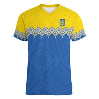 Ukraine Trident Symbol Women V-Neck T-Shirt Ukrainian Flag Inspired
