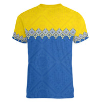Ukraine Trident Symbol Women V-Neck T-Shirt Ukrainian Flag Inspired