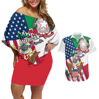 Personalised Italian American Heritage Month Couples Matching Off Shoulder Short Dress and Hawaiian Shirt - Wonder Print Shop