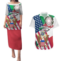 Personalised Italian American Heritage Month Couples Matching Puletasi Dress and Hawaiian Shirt - Wonder Print Shop