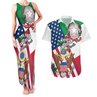 Personalised Italian American Heritage Month Couples Matching Tank Maxi Dress and Hawaiian Shirt - Wonder Print Shop