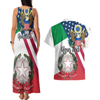 Personalised Italian American Heritage Month Couples Matching Tank Maxi Dress and Hawaiian Shirt - Wonder Print Shop